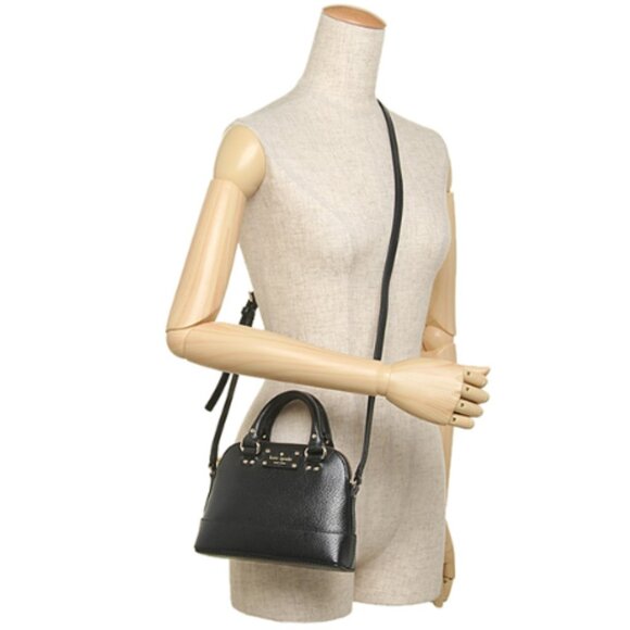 Kate Spade Wellesley Mini Rachelle Crossbody Bag Black and Gold Top Handle - Picture 12 of 12